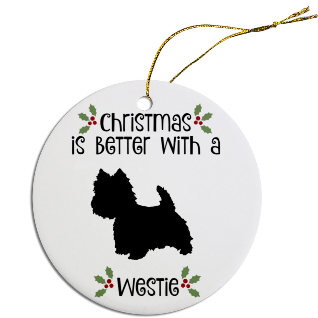 Breed Specific Round Christmas Ornament Westie